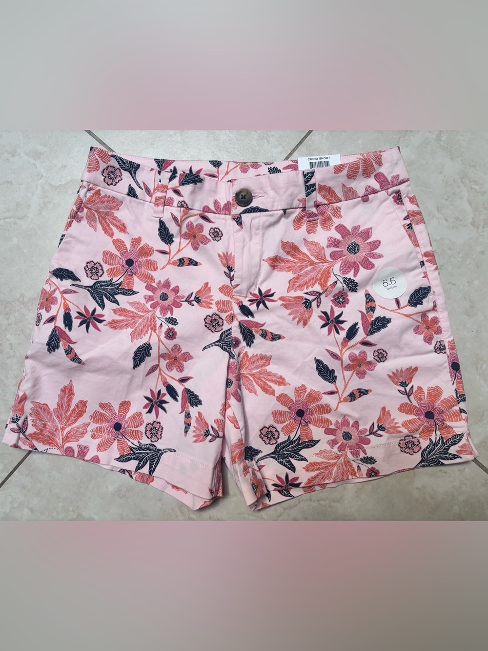 Style & Co. Pink Floral Cotton Chino Shorts